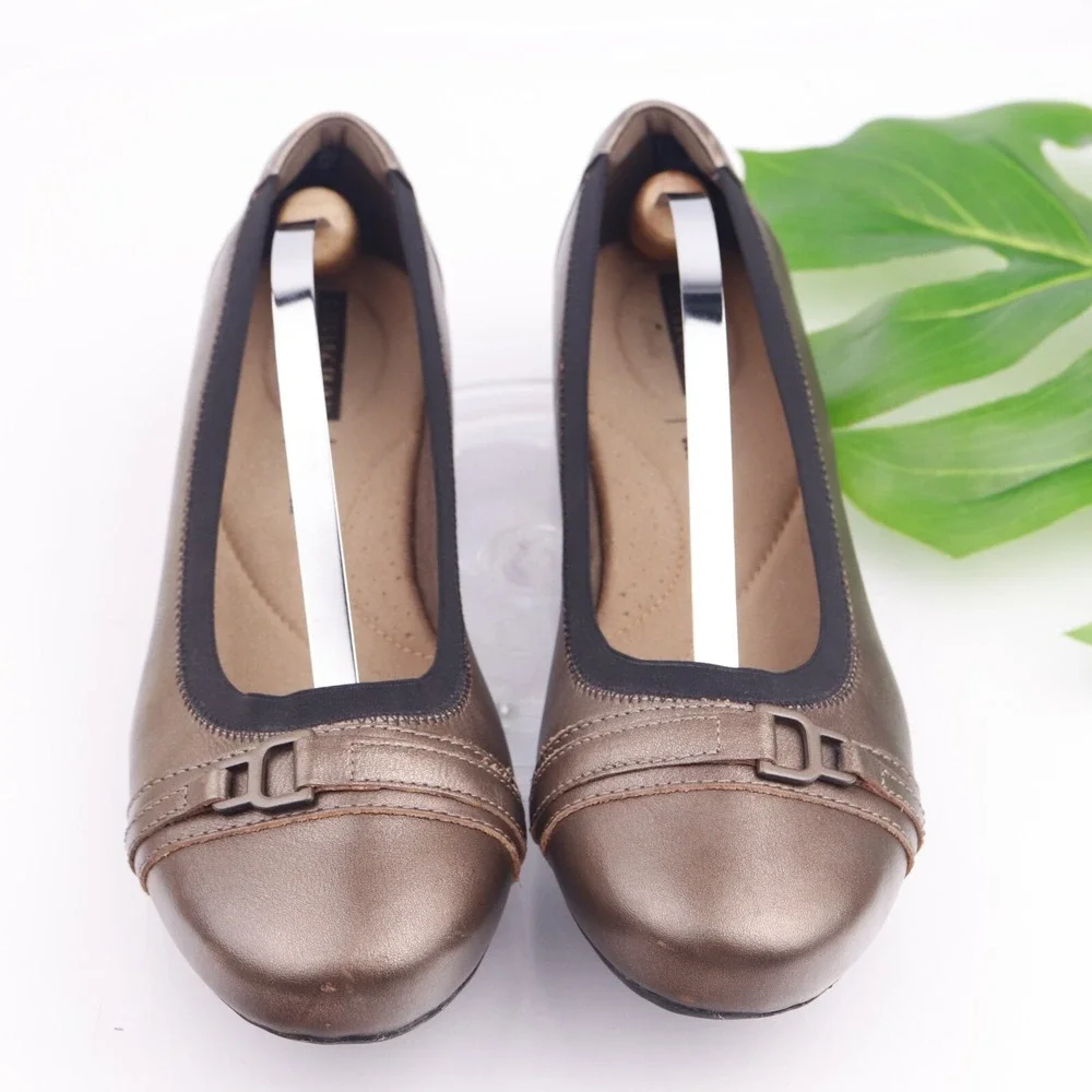 Clarks Shoes Womens Kinzie Light Ballet Flat Size 9 M Bronze Tan Comfort Cap Toe